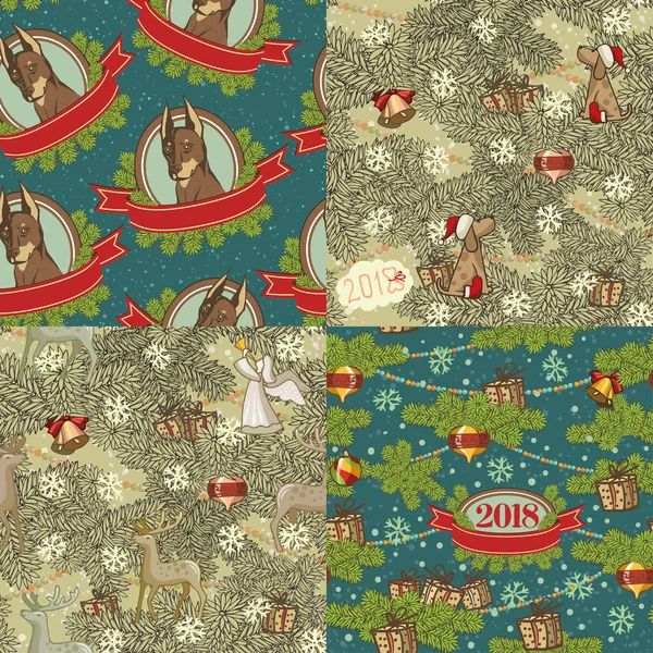 Seamless Mönsterdesign Merry Christmas Card Dekoration Gott Nytt Designelement Vintage — Stockfoto