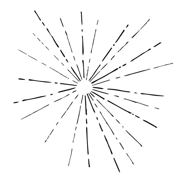 Lineare Zeichnung der Sonnenstrahlen — Stockvektor