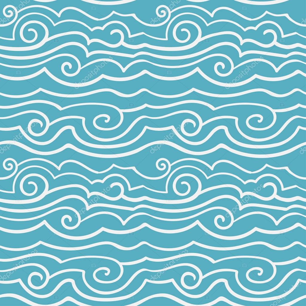 Seamless pattern with stylized simple waves. Vintage background. illustration.