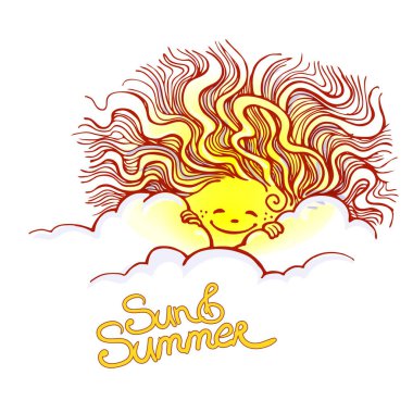 Mutlu güneş vektör el çizilmiş kroki.