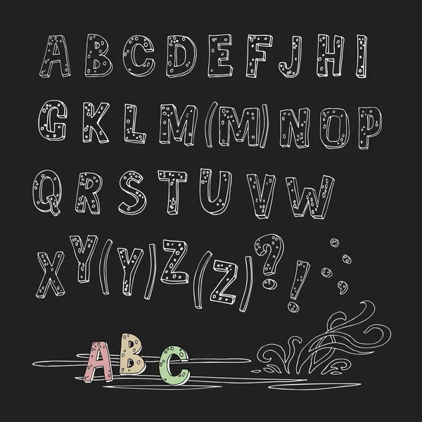 Mão Desenhado Vetor Tinta Pincel Abc Letras Maiúsculas Minúsculas Conjunto —  Vetores de Stock