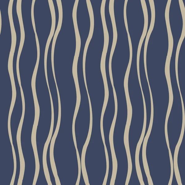 Vektor nahtloses Muster mit beigen Linien und Wellen auf dunklem, endlosem Hintergrund. kann sowohl vertikal als auch horizontal verwendet werden. — Stockvektor
