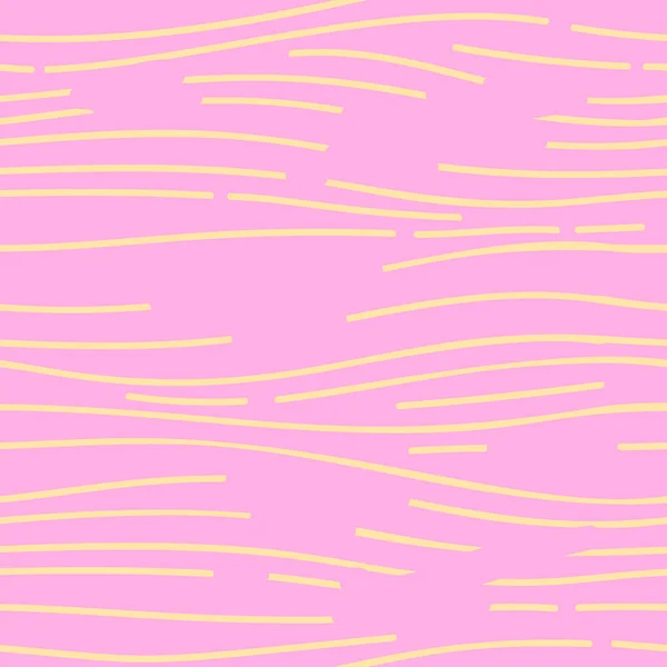 Розовая и желтая бесшовная текстура с горизонтальными прерывистыми волнами. Векторный фон . — стоковый вектор