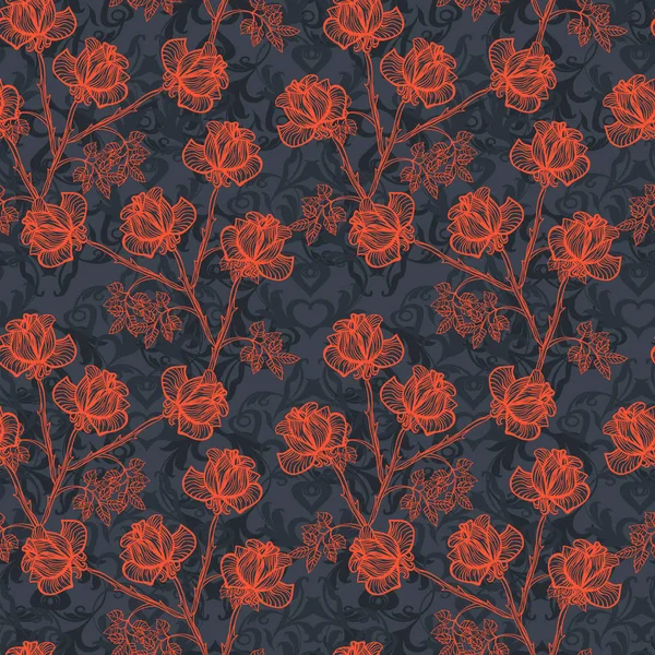 Textura floral sin costuras con rosas. eps8 — Vector de stock