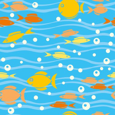 Vektör çizim denizde balık seamless modeli
