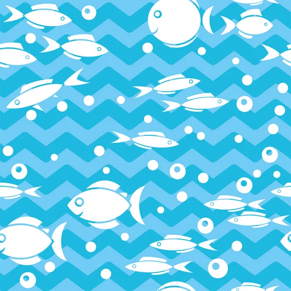 Pola ikan tak berjahit di laut, ilustrasi vektor - Stok Vektor