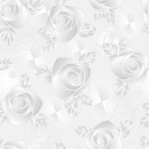 无缝抽象 3d 白色背景与玫瑰. — 图库矢量图片