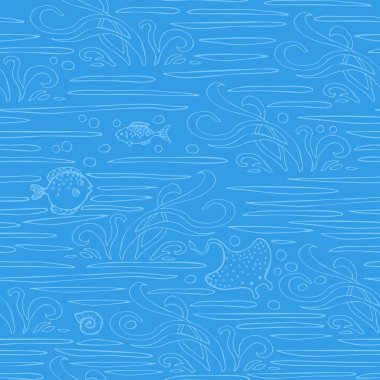 Sorunsuz komik balık arka plan. Vektör arka plan
