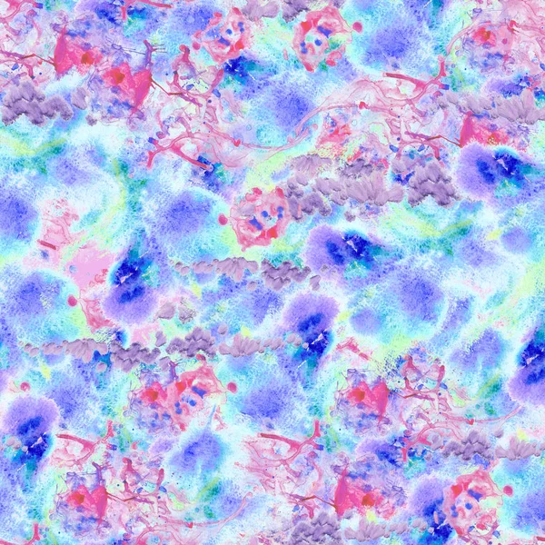 Abstract seamless pattern with watercolor spots and blots in pink and lilac colors.
