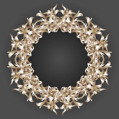 Gri arkaplana oyulmuş, yuvarlak çerçeveli bir altının vektör görüntüsü