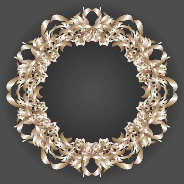 Imagen vectorial de un marco redondo tallado en oro sobre un fondo oscuro — Archivo Imágenes Vectoriales