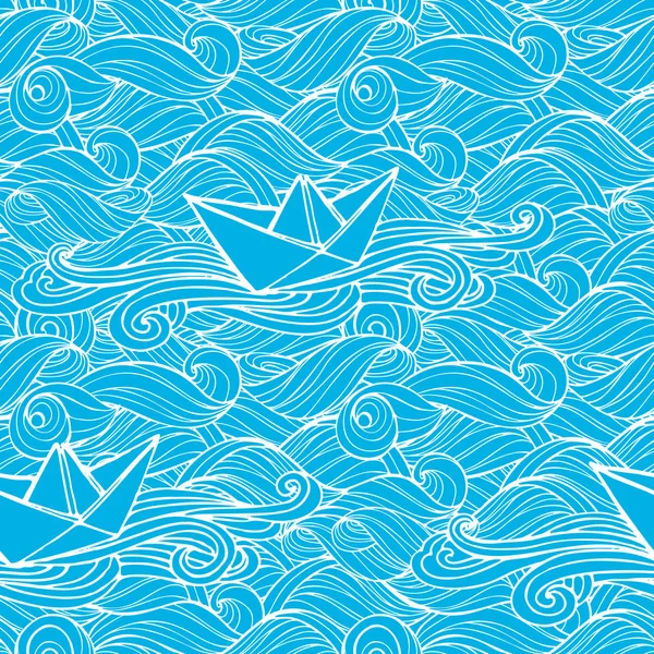 Векторний безшовний візерунок з мальованими білими стилізованими хвилями — стоковий вектор