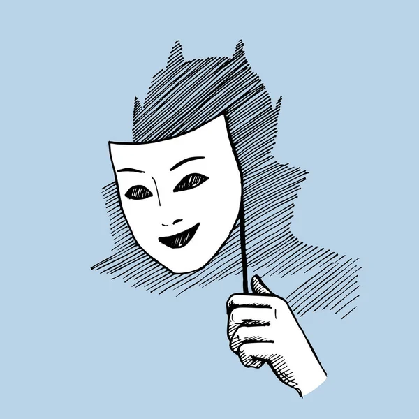 Vector Afbeelding Van Een Masker Schaduw Van Een Man Achter — Stockvector