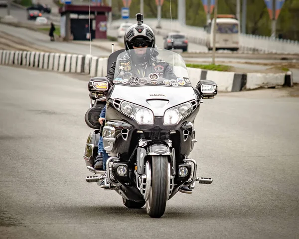 Ulyanovsk Russia May 2019 Opening Motorcycle Season Man Powerful Motorcycle — Stock Photo, Image