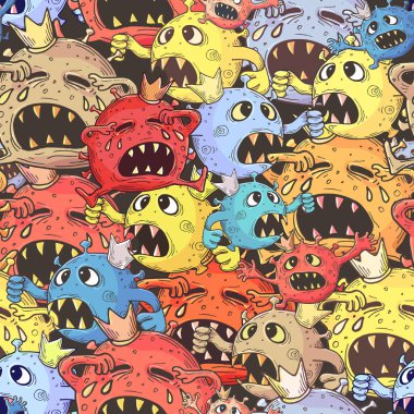 Ağlayan ve öfkelenen bir çok koronovirüs bakterisinden oluşan kusursuz doku..