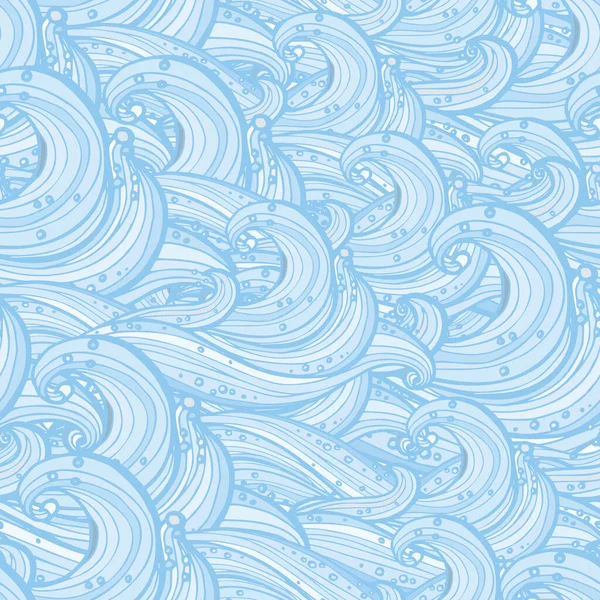 Patrón sin costura vectorial con la imagen de ondas sobre un fondo azul con líneas blancas. Patrón sin costuras con ondas para papel pintado y textil . — Vector de stock