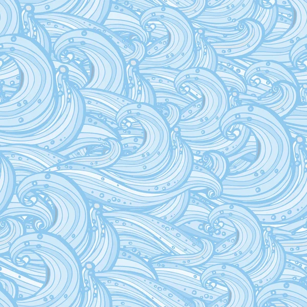 Beyaz çizgileri olan mavi arkaplandaki dalgaların görüntüsü ile vektör kusursuz desen. Duvar kağıdı ve tekstil için dalgalı pürüzsüz desen. — Stok Vektör