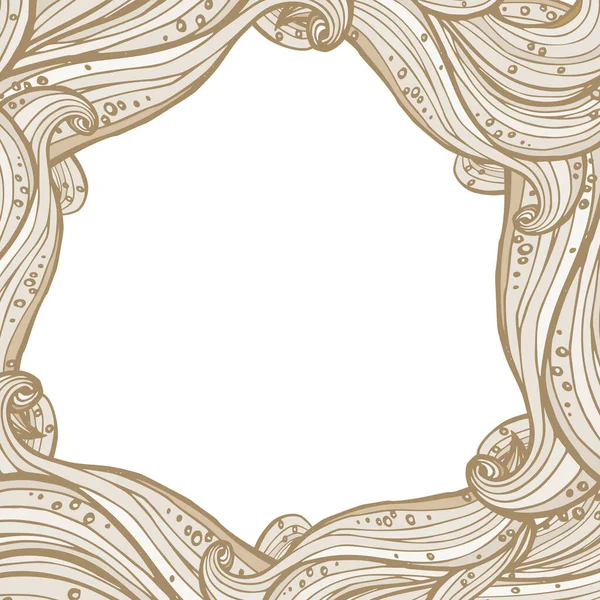 Vector beige frame from waves elemental waves, rectangular — Stock Vector