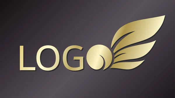 Altın vektör logosu, son harfin yapraklı bir meyve şeklindeki yazı logosundan oluşmaktadır. — Stok Vektör