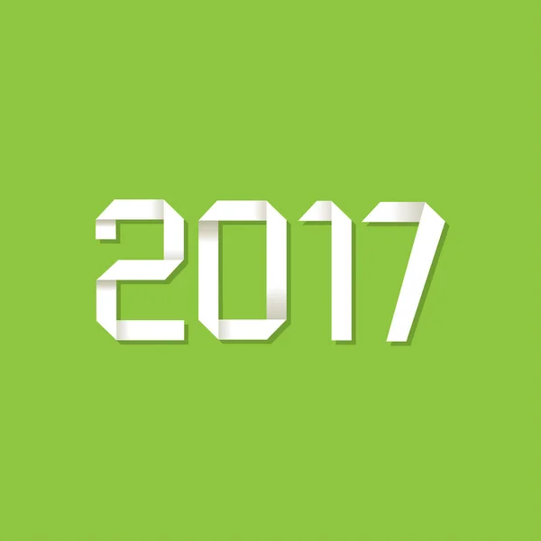 Origami 2017 símbolo no fundo verde —  Vetores de Stock