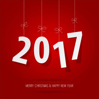kırmızı arka plan üzerinde kağıt 2017 rakamlar