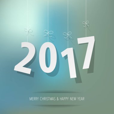 Mavi bokeh arka planda kağıt 2017 rakamlar