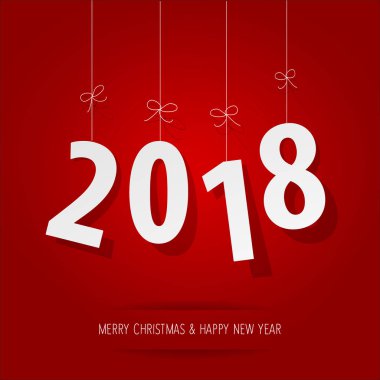 kırmızı arka plan üzerinde kağıt 2018 rakamlar