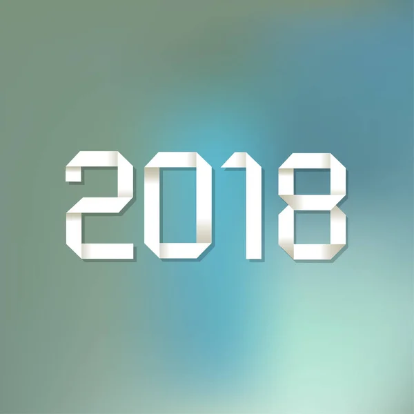 Origami 2018 símbolo no fundo azul claro bokeh — Vetor de Stock