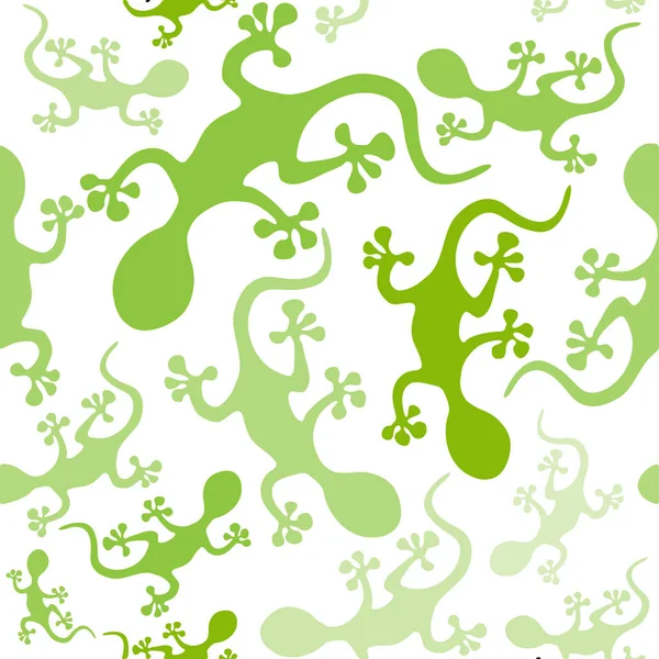 Gecko seamless Pattern green on a white background. — Stock Vector