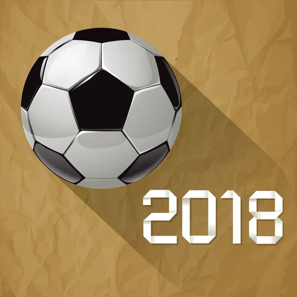 Soccer World Football Championship 2018 on a crumpled paper brown background. — Stock Vector