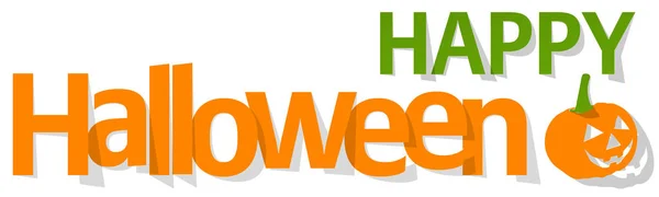 Felice Halloween Banner arancione verde su sfondo bianco . — Vettoriale Stock