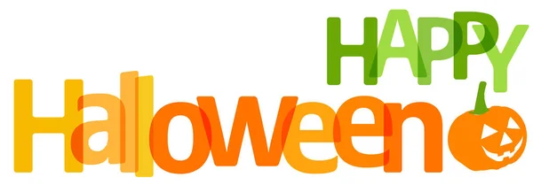 Felice Halloween Banner arancione verde trasparente su sfondo bianco . — Vettoriale Stock