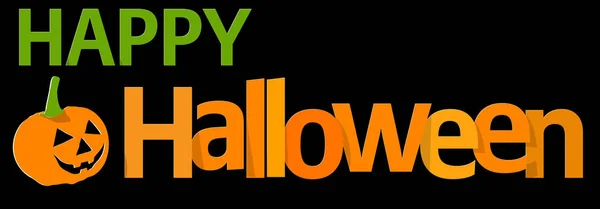 Fröhliches Halloween-Banner orange-grün auf schwarzem Hintergrund. — Stockvektor