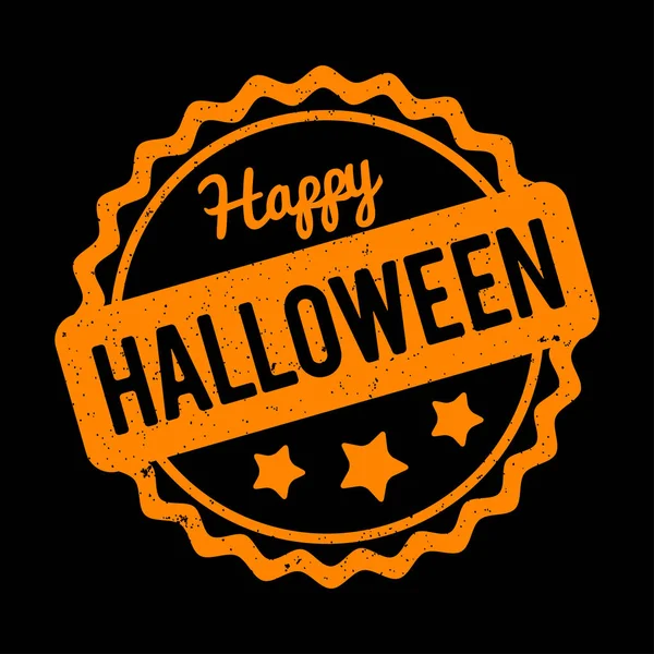 Feliz sello de goma de Halloween naranja sobre un fondo negro . — Archivo Imágenes Vectoriales