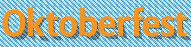 Damalı zemin üzerine Oktoberfest afiş sarı harfler.