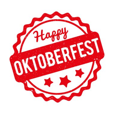 Oktoberfest lastik damgası beyaz bir arka plan üzerinde kırmızı.