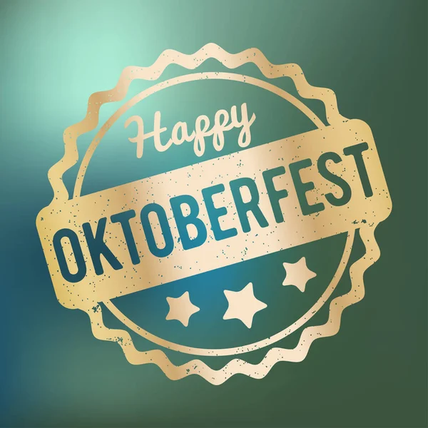 Oktoberfest Gummistempel Gold auf blauem Bokeh-Hintergrund. — Stockvektor