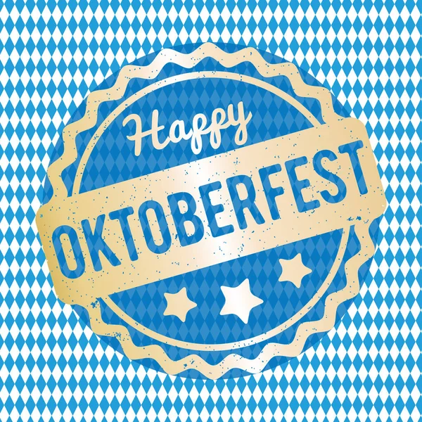 Oktoberfest καουτσούκ σφραγίδα χρυσό σε καρώ φόντο. — Διανυσματικό Αρχείο