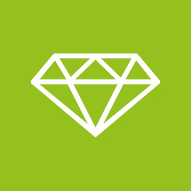 Elmas simgesi yeşil bir arka plan üzerinde beyaz.