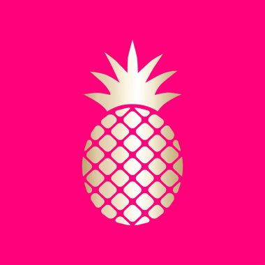 Ananas Ananas simgesi pembe bir arka plan üzerinde gümüş.