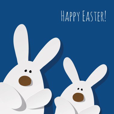 Mutlu Paskalyalar. İki Tavşan 2020 Klasik Mavi arka plan renginde.