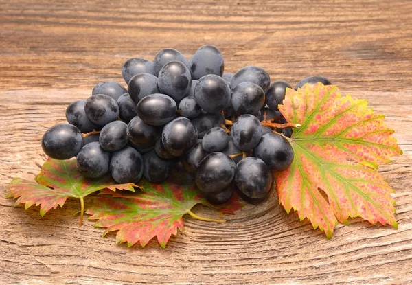 Grapes on a old wooden table — Stock Photo, Image