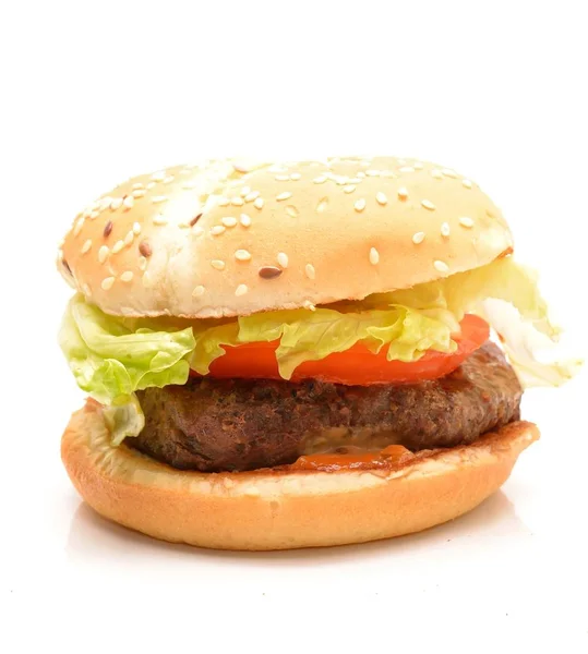 Big hamburger isolated on white background — Stock Photo, Image