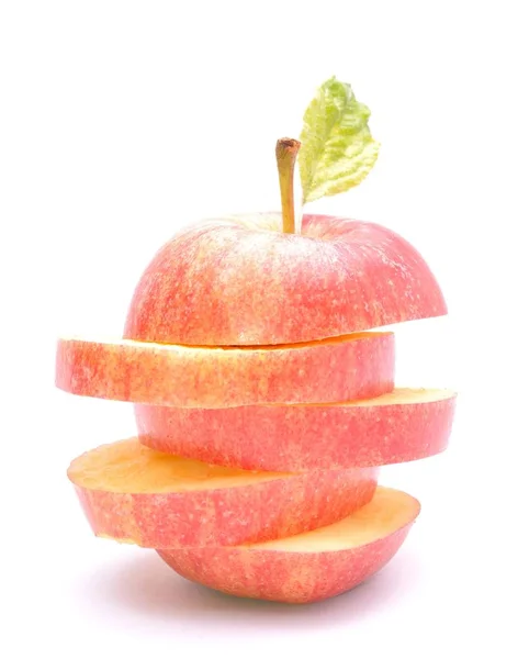 红苹果 在白色的叶子分离的果子 — 图库照片