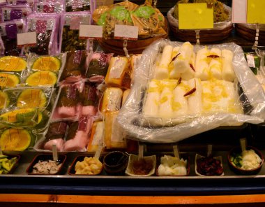 Kyoto, Japonya için taze Pazar. Japon yemekleri.