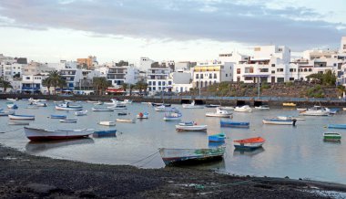 Cityscape başkenti Arrecife, Lanzarote Kanarya Adaları, İspanya.