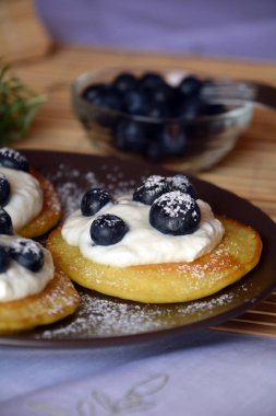 Yaban mersini ve süzme peynir ile taze ev yapımı kek.