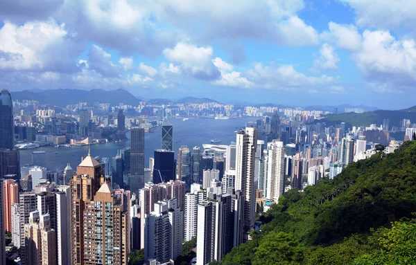 Hong Kong. Victora pik üzerinden Hong Kong manzarası görünümünün resmi.