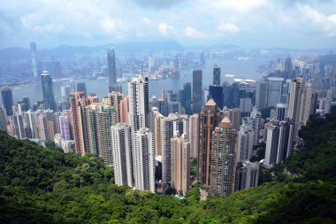 Hong kong Victoria Peak kule gökdelen görünümünden.