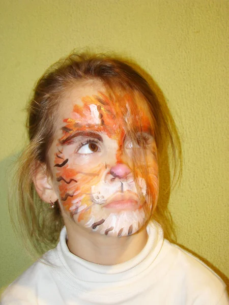 Το κορίτσι με το πρόσωπο του tiger — Φωτογραφία Αρχείου